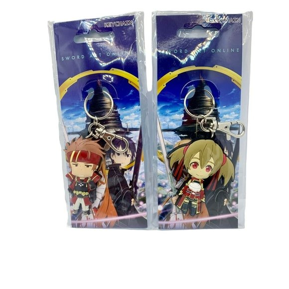 Sword Art Online Anime Rubber Mascot Keychain Set of 2 Klein + Silica - Picture 1 of 1